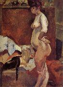 Jules Pascin Female study in sideways oil